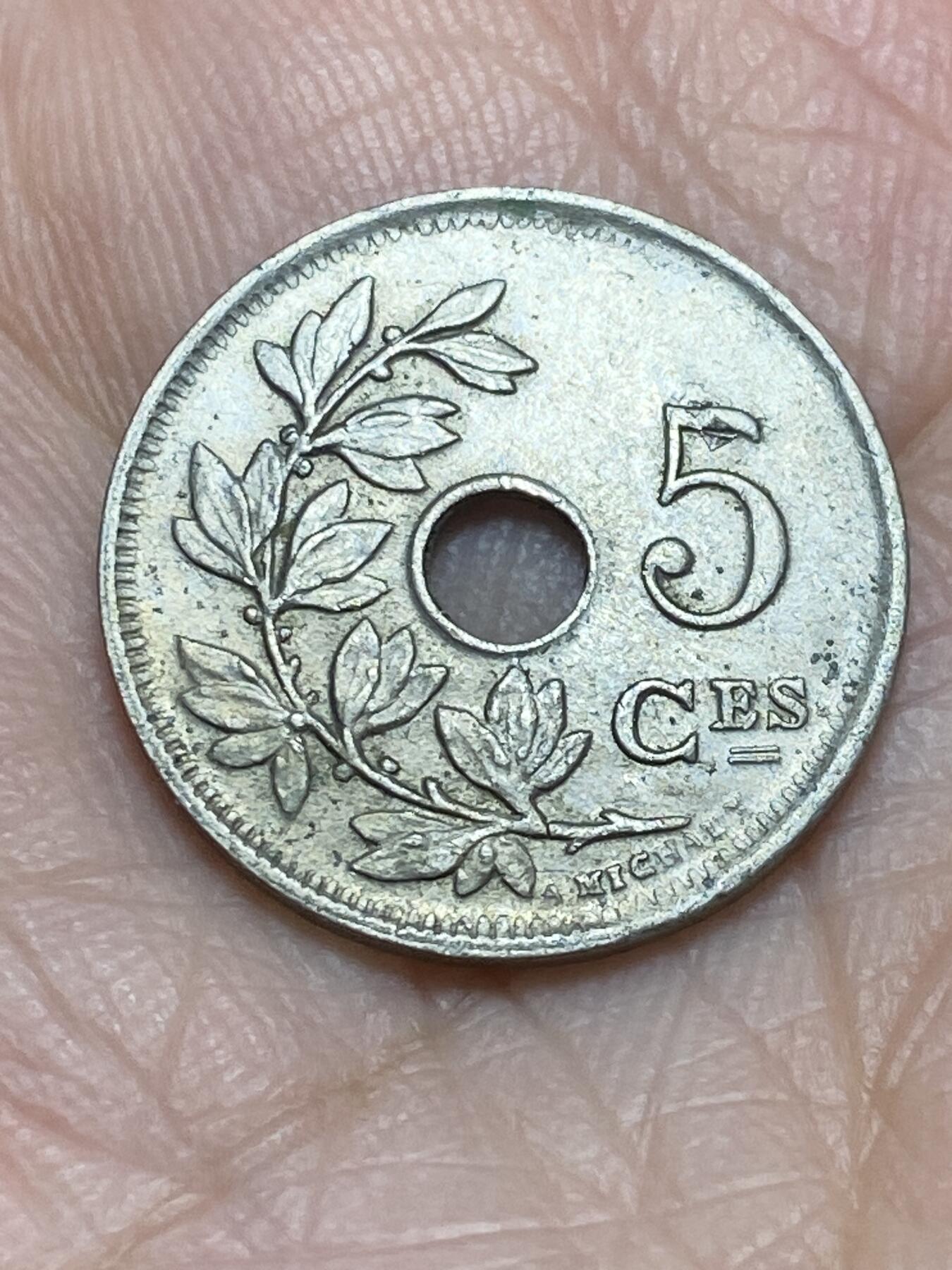 2025年第一百一十六场(总第一百四十二场）外国好品散币(免佣金) 比利时🇧🇪1925年5分(阿尔贝一世时期，法语版)