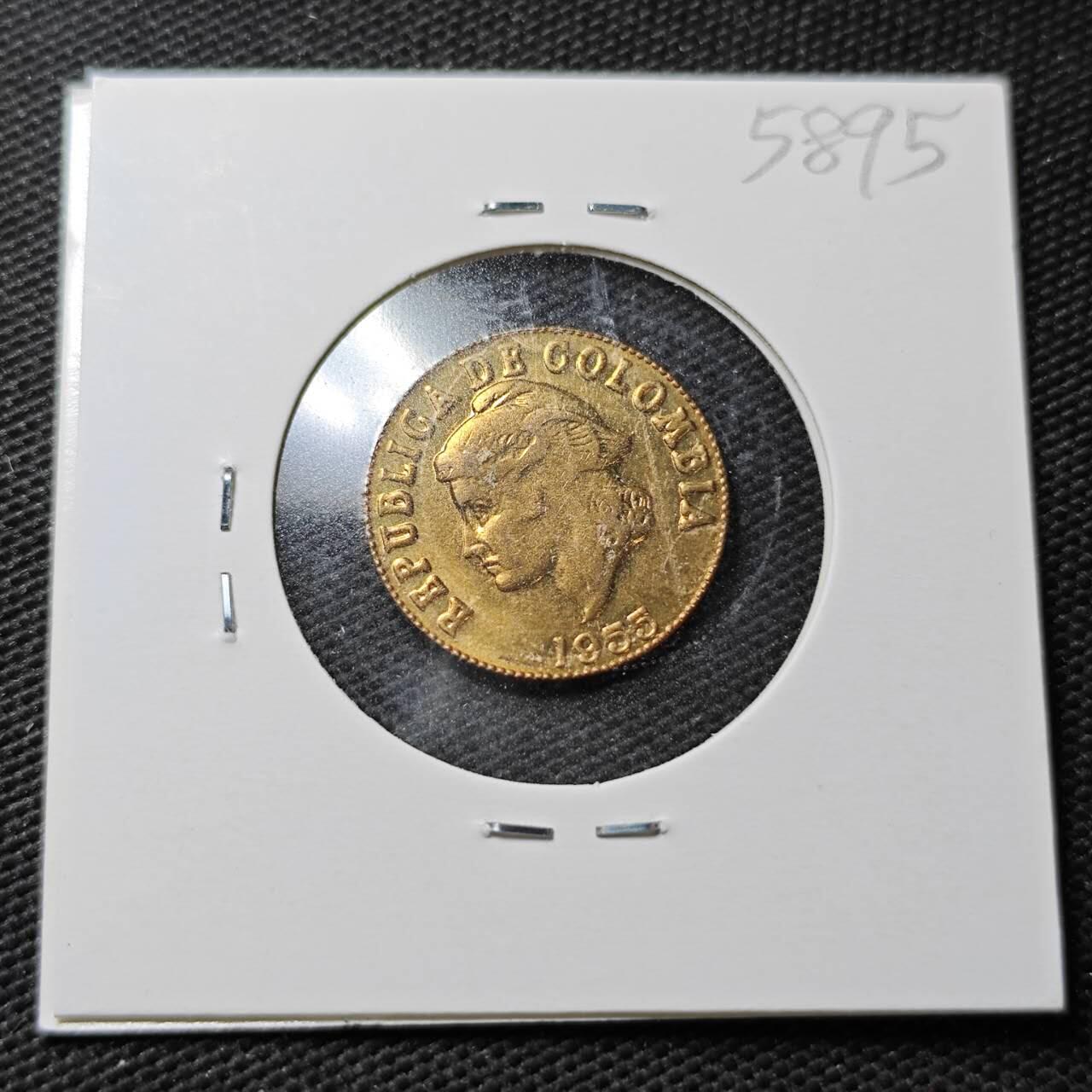 KK钱币收藏小铺  第358场  2月预留时间 周末发货  1955哥伦比亚2分铜币