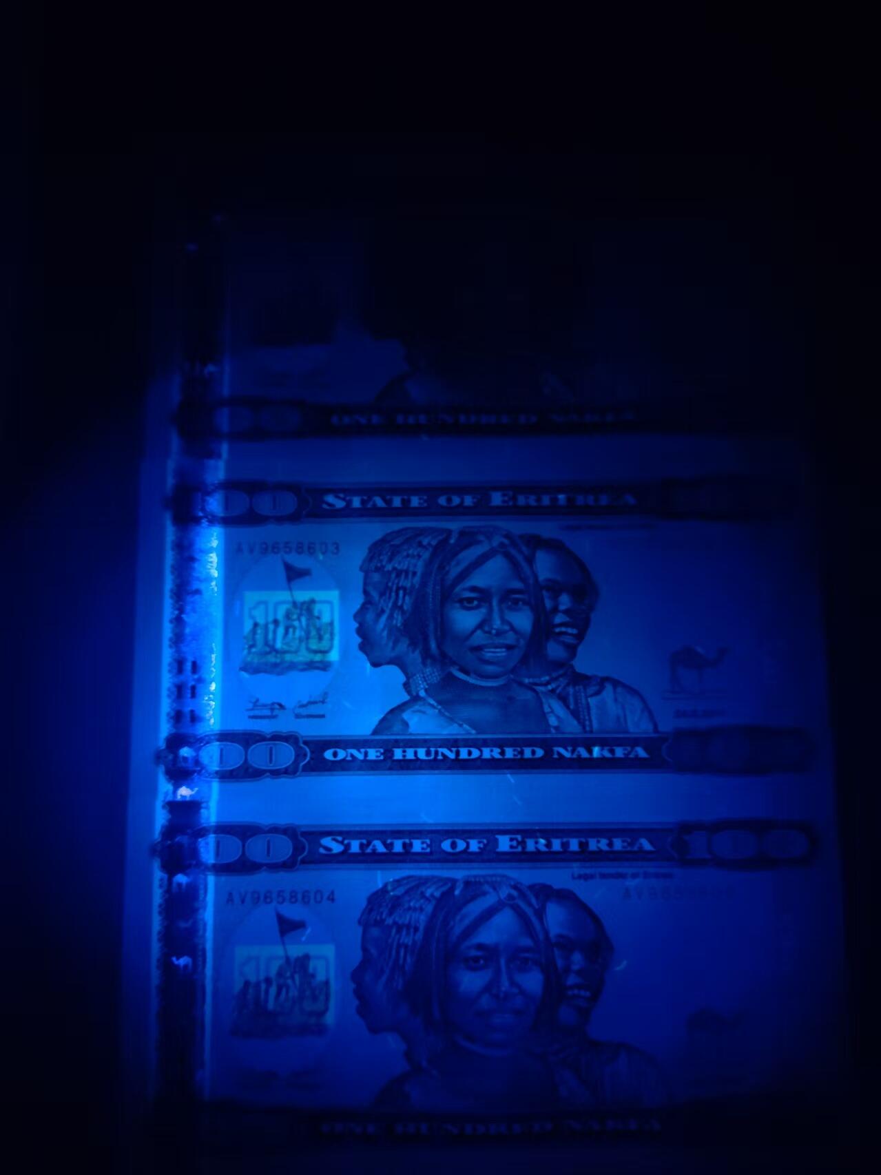 【礼羽收藏】🌏世界钱币拍卖第108期 稀少品种 厄立特里亚100纳克法  全新UNC品相 三连号 号码均无7 两张无47 最高值 双面雕刻 德国捷德印制