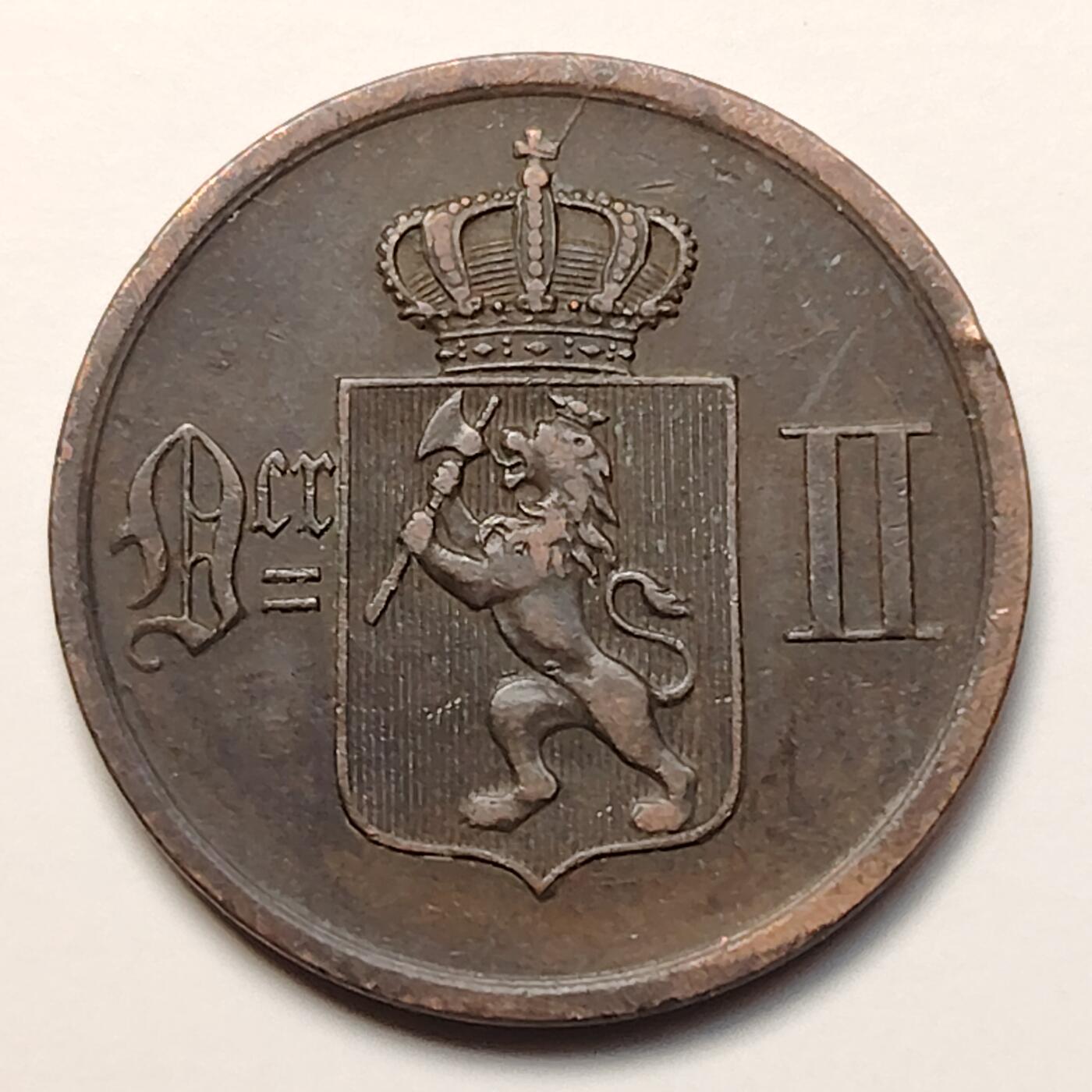 布加迪🐬～世界钱币(上海)🌾第 254 期 /  各国套币和散币 挪威🇳🇴 1876年 2欧尔