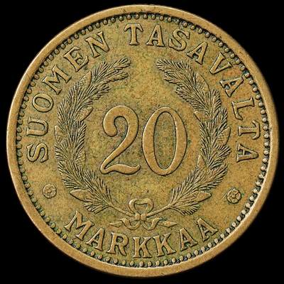 修遠堂世界钱币第九十期 - 1934年芬兰20马克大铜币 少见品种