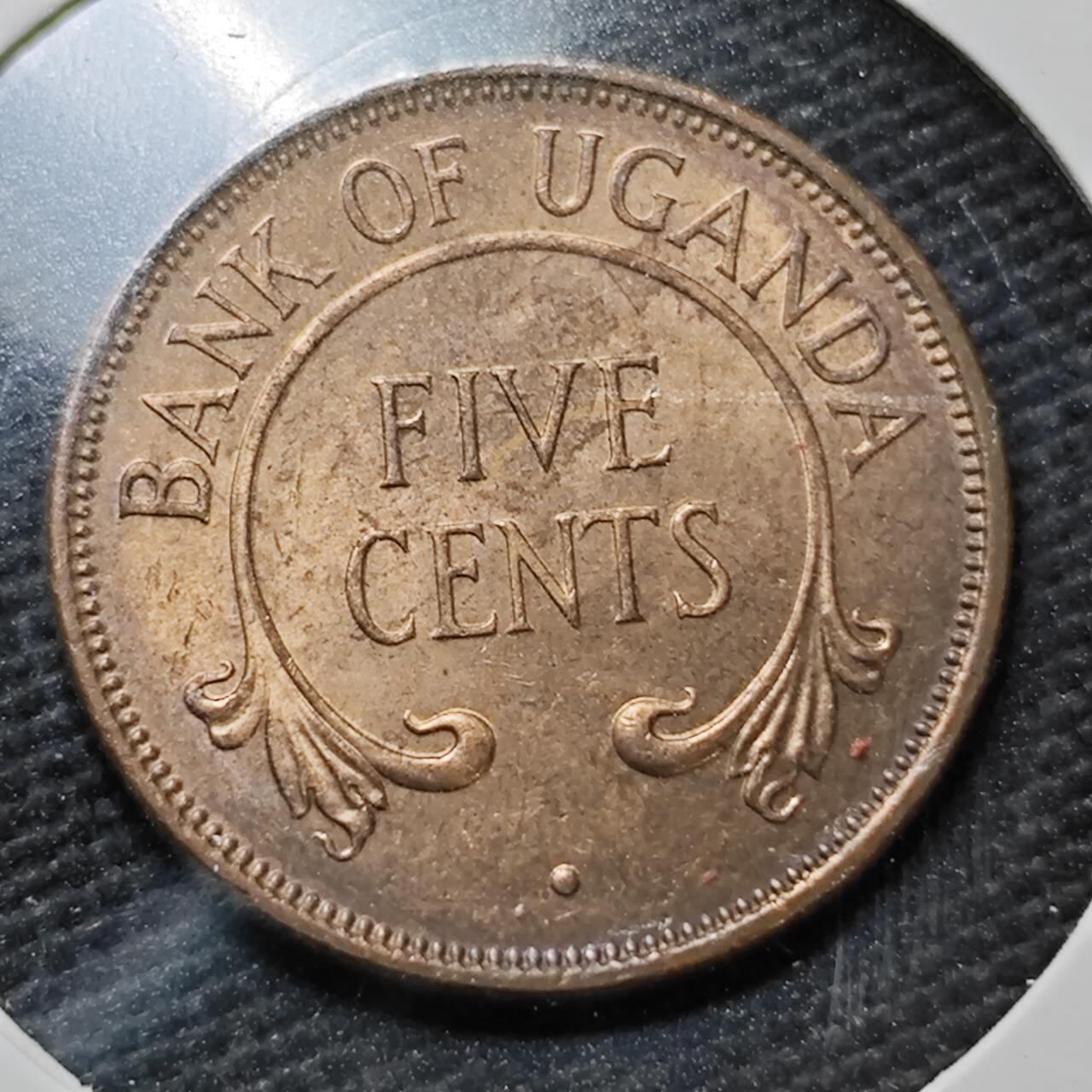 KK钱币收藏小铺  第358场  2月预留时间 周末发货  1966乌干达5分镍币