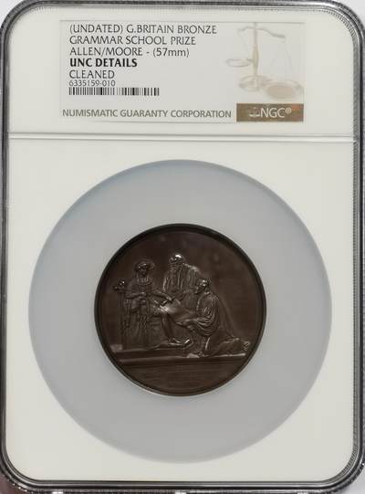 博洋堂世界钱币拍卖第144期（全场包邮） - NGC UNC 19世纪英国文法学校纪念铜章（57MM）