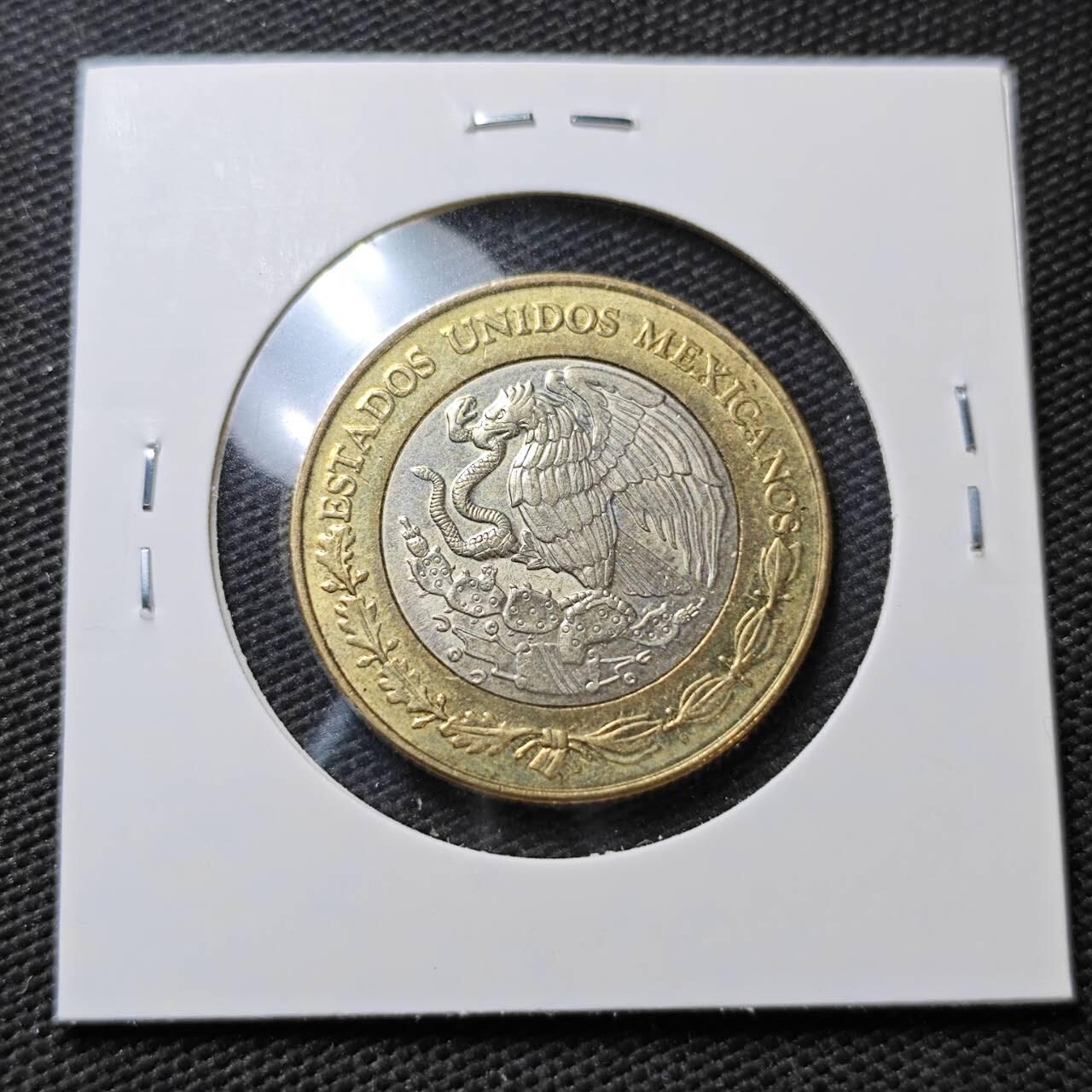 KK钱币收藏小铺  第358场  2月预留时间 周末发货  1999墨西哥10比索双色币