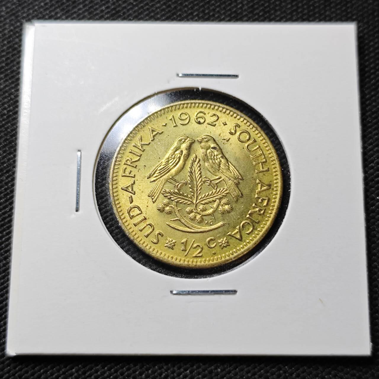 KK钱币收藏小铺  第358场  2月预留时间 周末发货  1962南非1/2便士铜币 好品