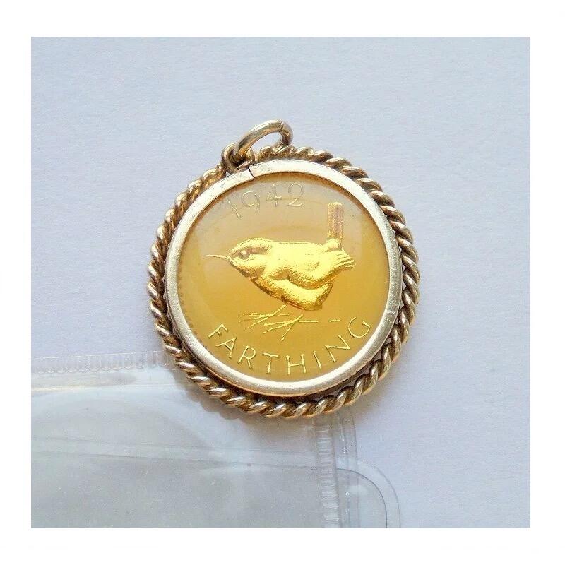 【旋风钱币】11月1日19:00准时开拍 精美欧洲币章、第三帝国钱币等 全场包邮！ 纯手工 英国二战1942年 乔治六世珐琅彩镀金高浮雕精制币章吊坠 25MM