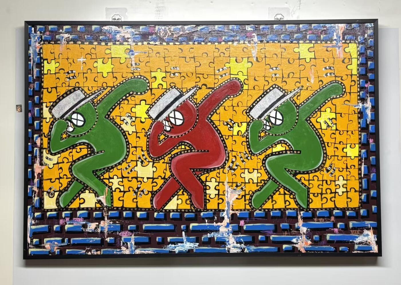零元拍：歪歪亲笔签名原作品:《碎片里的灵魂跃动》（不是复制画哦）