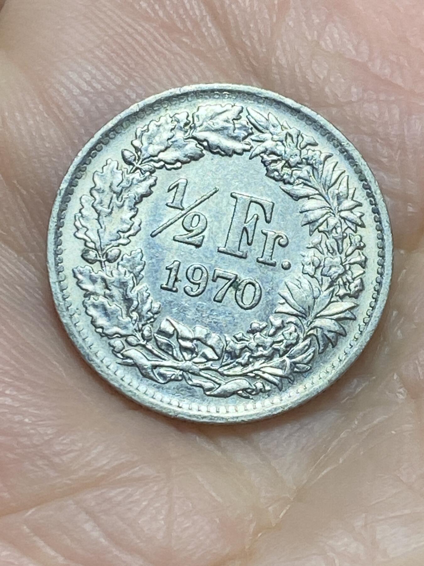 2025年第一百一十六场(总第一百四十二场）外国好品散币(免佣金) 瑞士🇨🇭1970年1/2法郎(无标版)