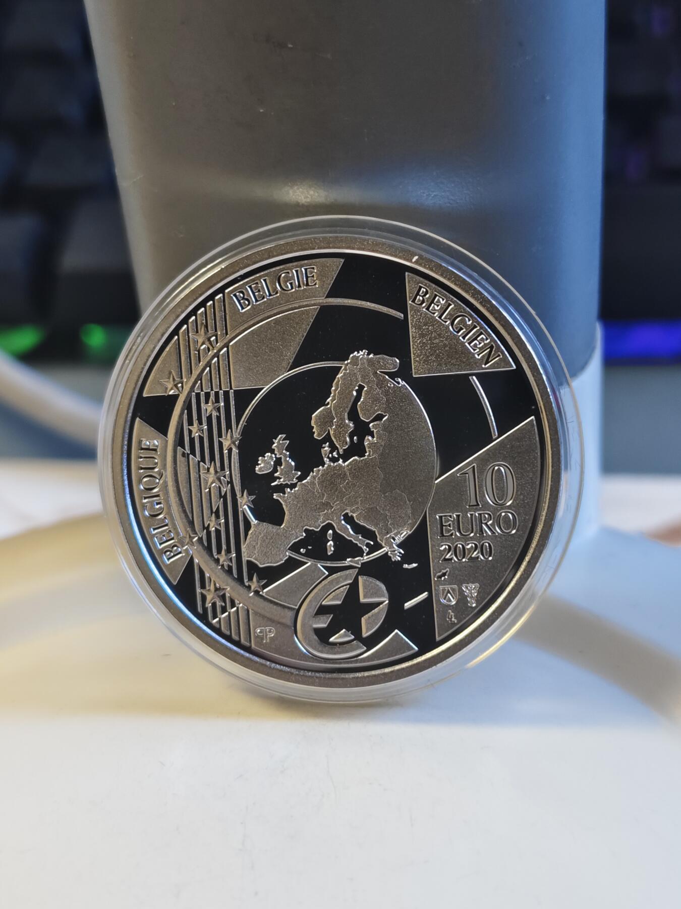 第179期拍卖【长期征集拍品】 获奖币比利时2020年欧洲之星画家杨.凡.艾克精制银币，获21年硬币之星年度银币第三，925银，18.75克