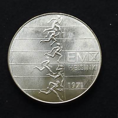 【全场包邮】纯粹捡漏拍471场（免费代拍第8场） - 芬兰1971年10马克欧洲田径锦标赛（35毫米24.2克）纪念银币