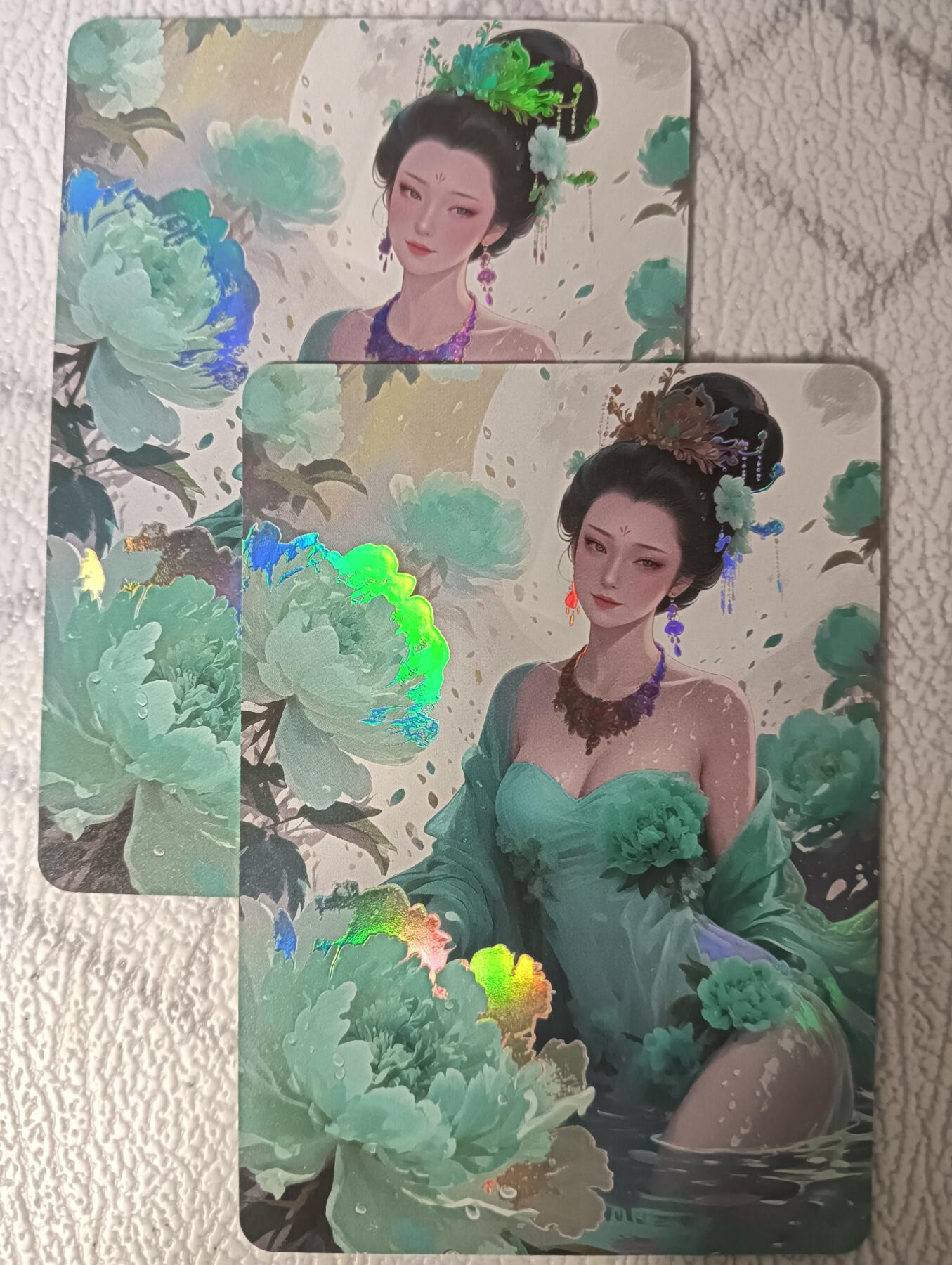 花开卡拍第44期（10月26号周日截拍，品控勿拍!!!拍品不寄存，运费5元，自制卡难免瑕疵，可能存在轻微撞角爆边等出厂瑕疵，品控介意勿拍！） 绘天阁古风美人03 彩闪2张（第二张艺术）