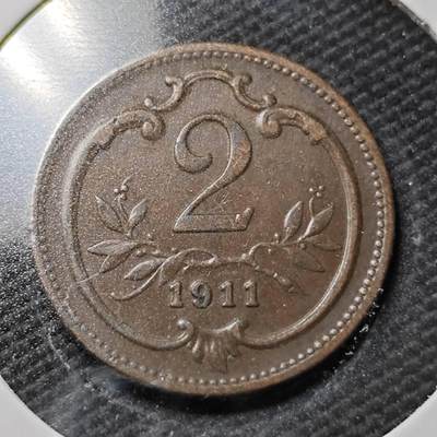 KK钱币收藏小铺  第358场  2月预留时间 周末发货 -  1911奥地利2格罗申铜币