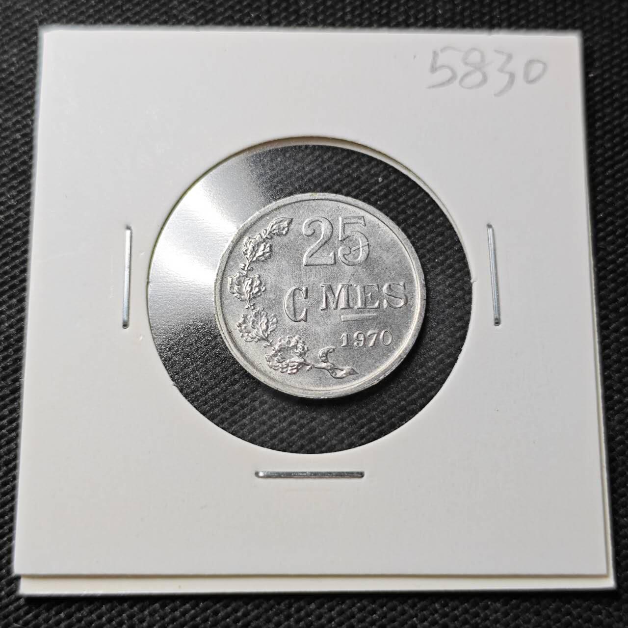 KK钱币收藏小铺  第358场  2月预留时间 周末发货  1970卢森堡25分