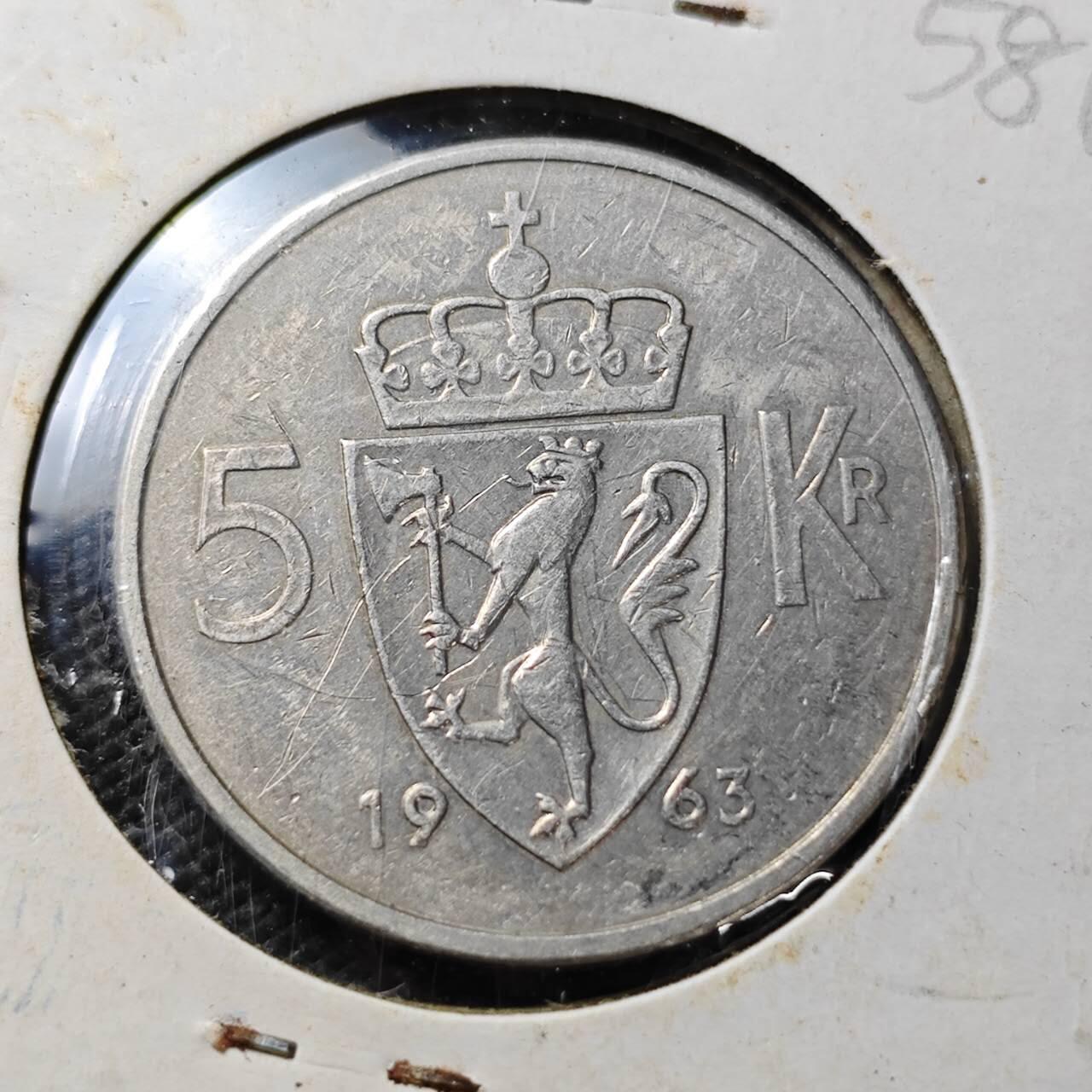 KK钱币收藏小铺  第358场  2月预留时间 周末发货  挪威5克朗