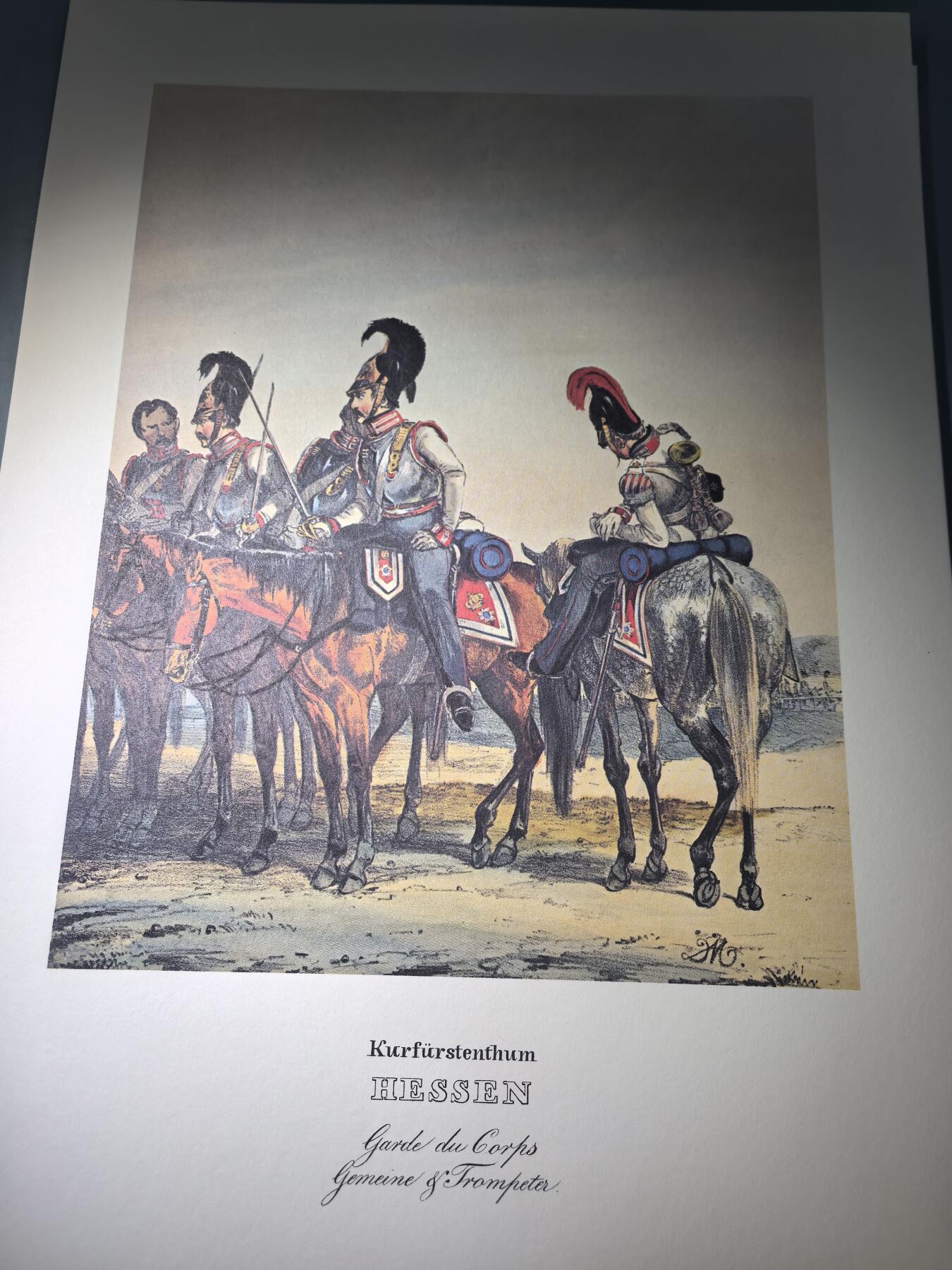 盛世勋华——号角文化勋章邮票专场拍卖第285期 大尺寸手绘图卡 黑森大公国近卫军团士兵 大A4尺寸 翻印自1848年出版《德意志陆军》一书