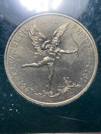 2025年第一百一十七场(总第一百四十三场）外国好品散币(免佣金) - 少见品种–英属根西岛🇬🇬1972年25便士(伊丽莎白二世和菲利普亲王25周年银婚纪念币)