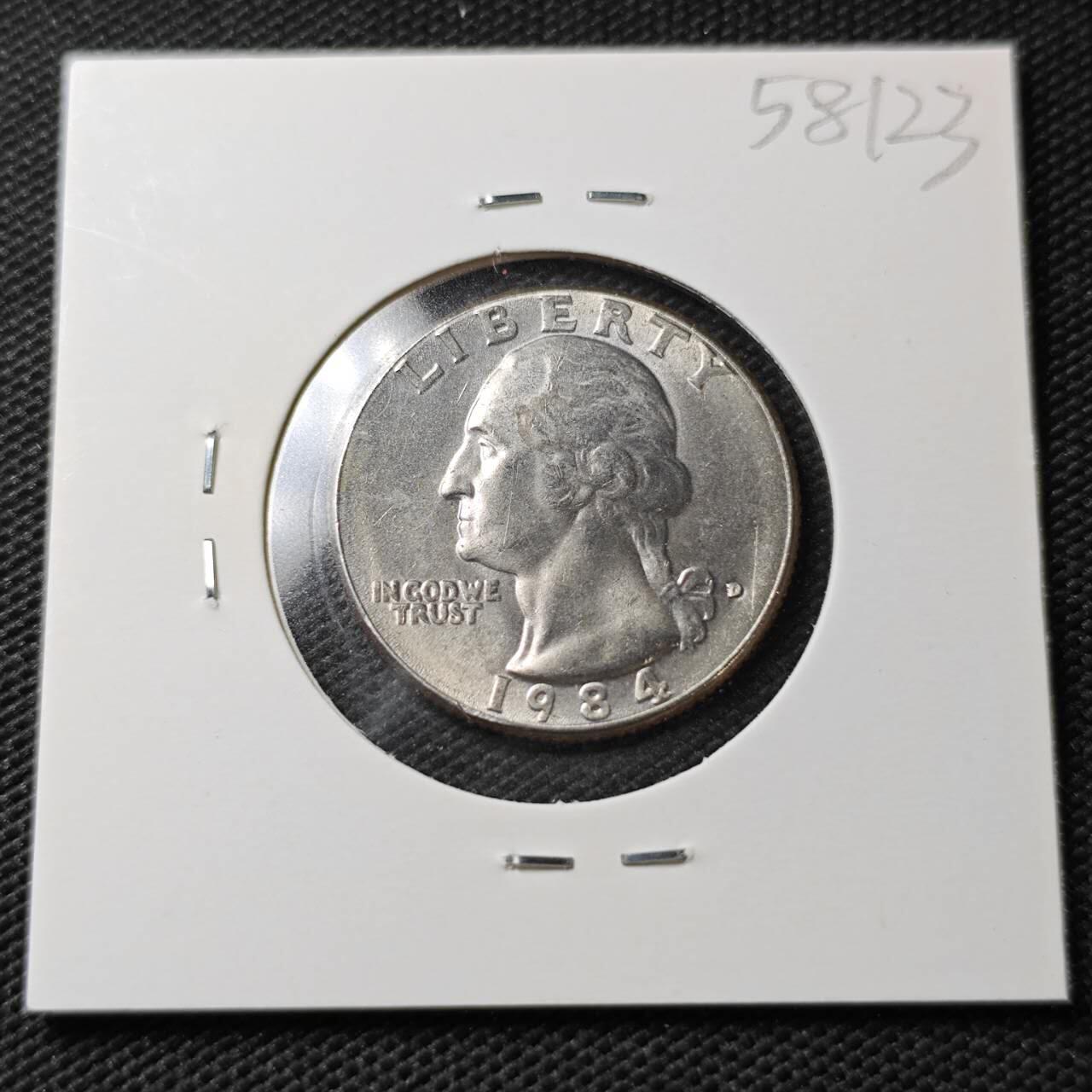 KK钱币收藏小铺  第358场  2月预留时间 周末发货  1984美国25分 好品