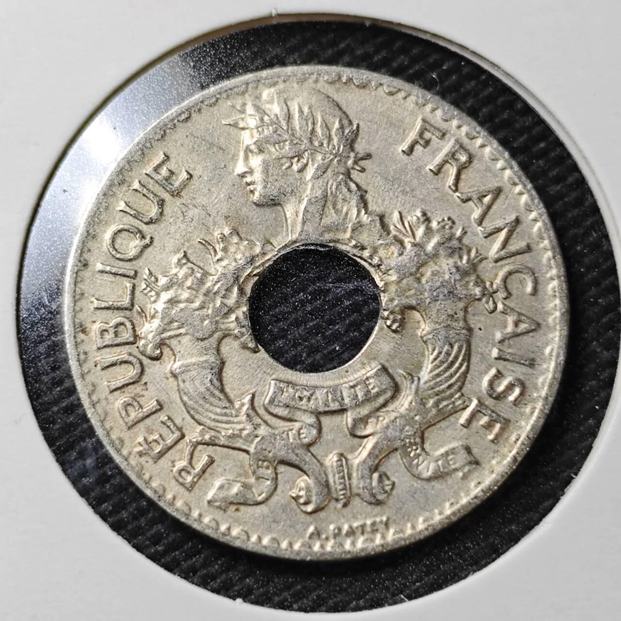 KK钱币收藏小铺  第358场  2月预留时间 周末发货  1938法属印支5分镍币