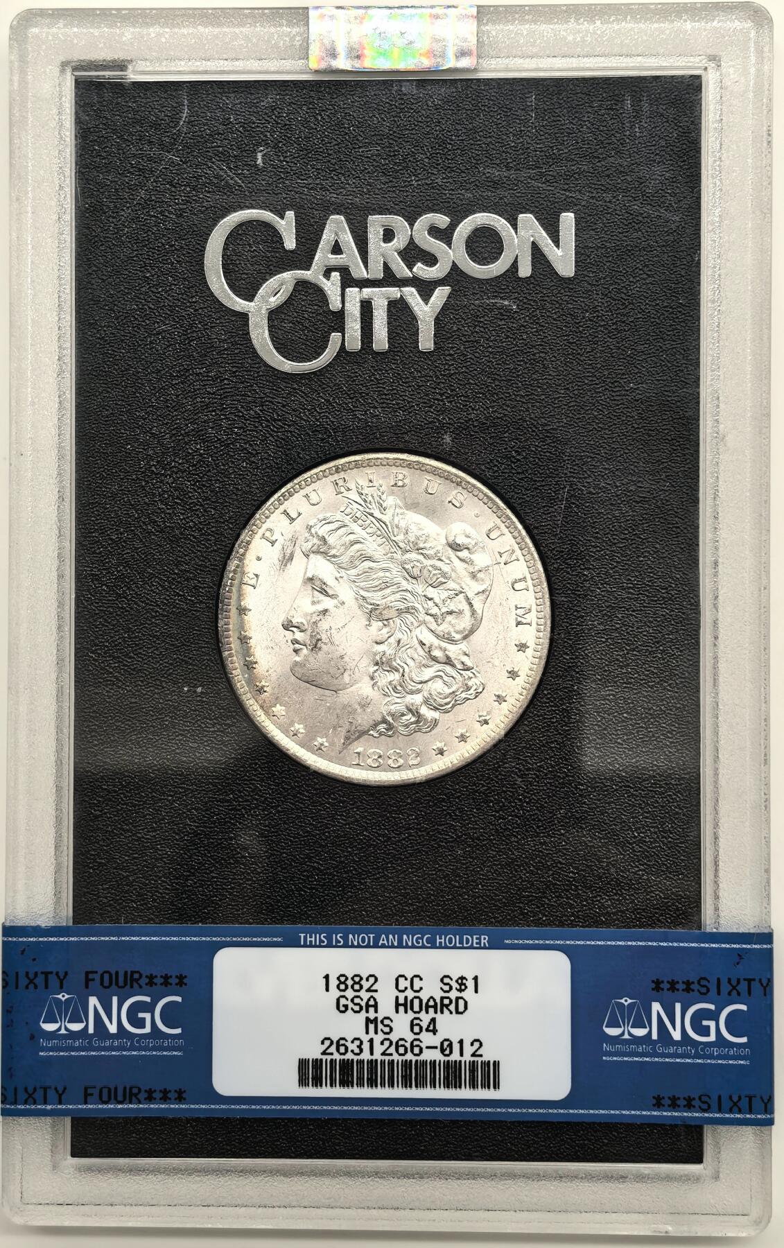 博洋堂世界钱币拍卖第144期（全场包邮） NGC MS64 美国1882 CC摩根 GSA大封装 卡森厂高分难得 人像面月牙形五彩包浆
