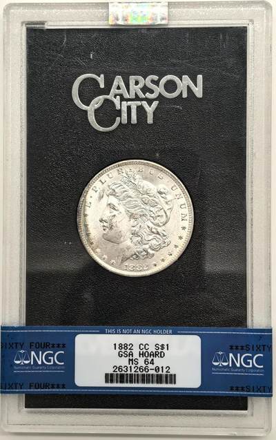 博洋堂世界钱币拍卖第144期（全场包邮） - NGC MS64 美国1882 CC摩根 GSA大封装 卡森厂高分难得 人像面月牙形五彩包浆
