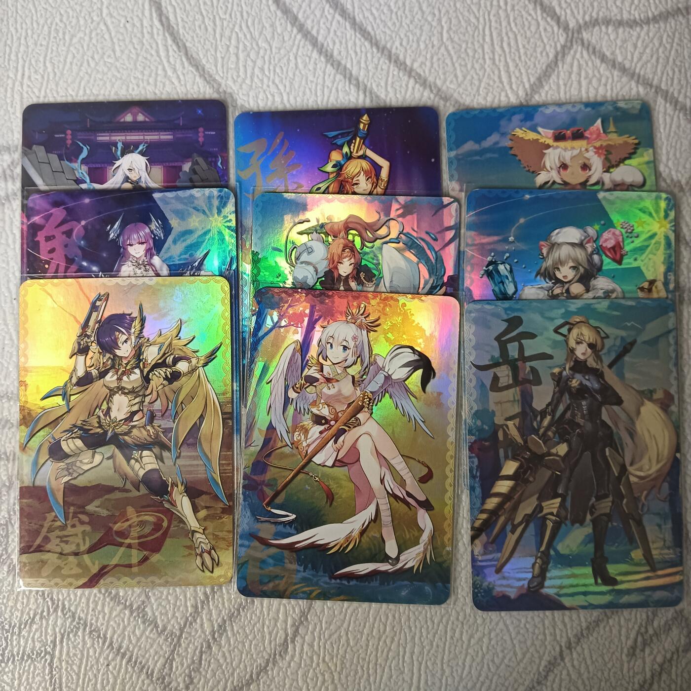 花开卡拍第44期（10月26号周日截拍，品控勿拍!!!拍品不寄存，运费5元，自制卡难免瑕疵，可能存在轻微撞角爆边等出厂瑕疵，品控介意勿拍！） 玩卡秀卡牌 娘化系列 一套9张 彩闪