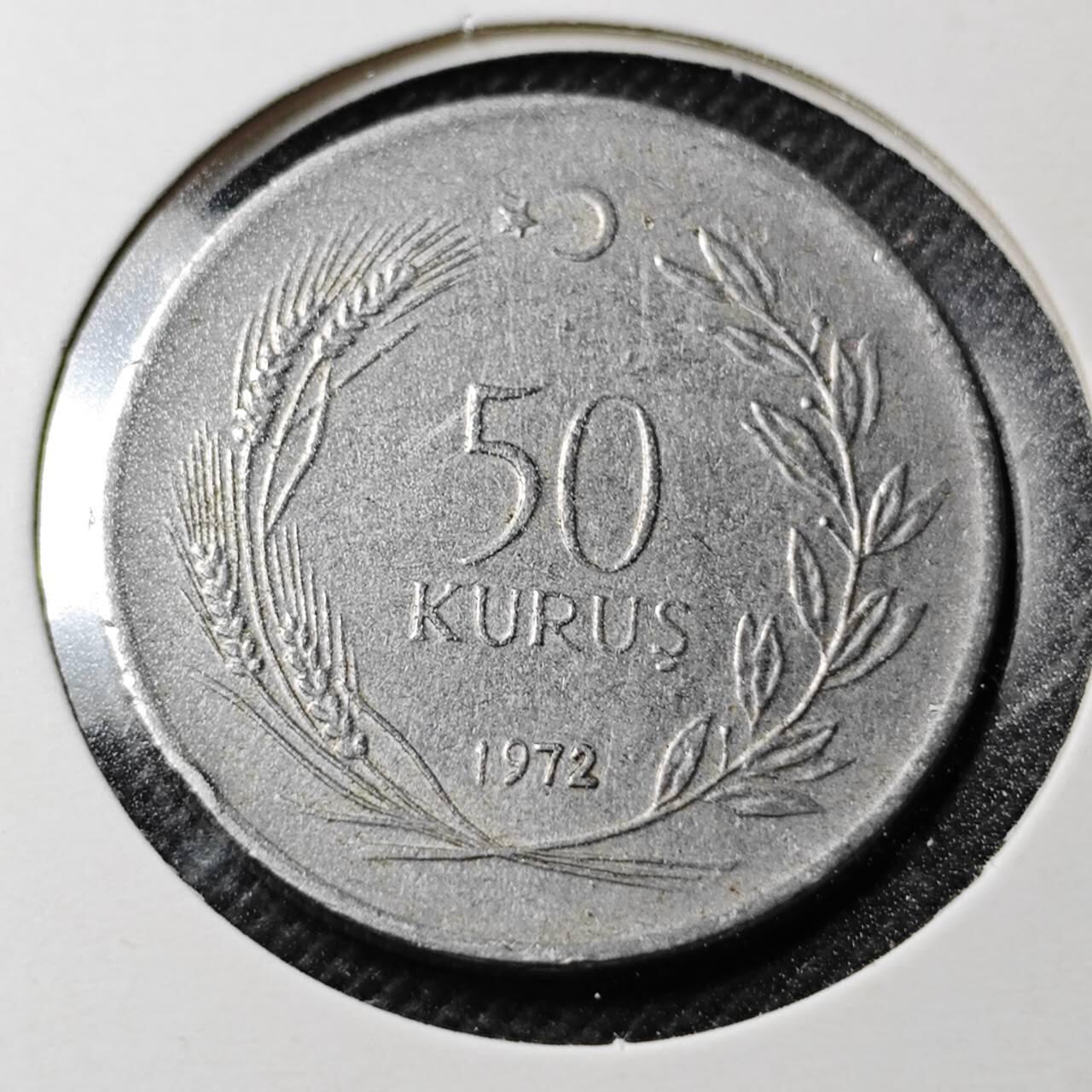 KK钱币收藏小铺  第358场  2月预留时间 周末发货  1972土耳其50库鲁 披纱女士