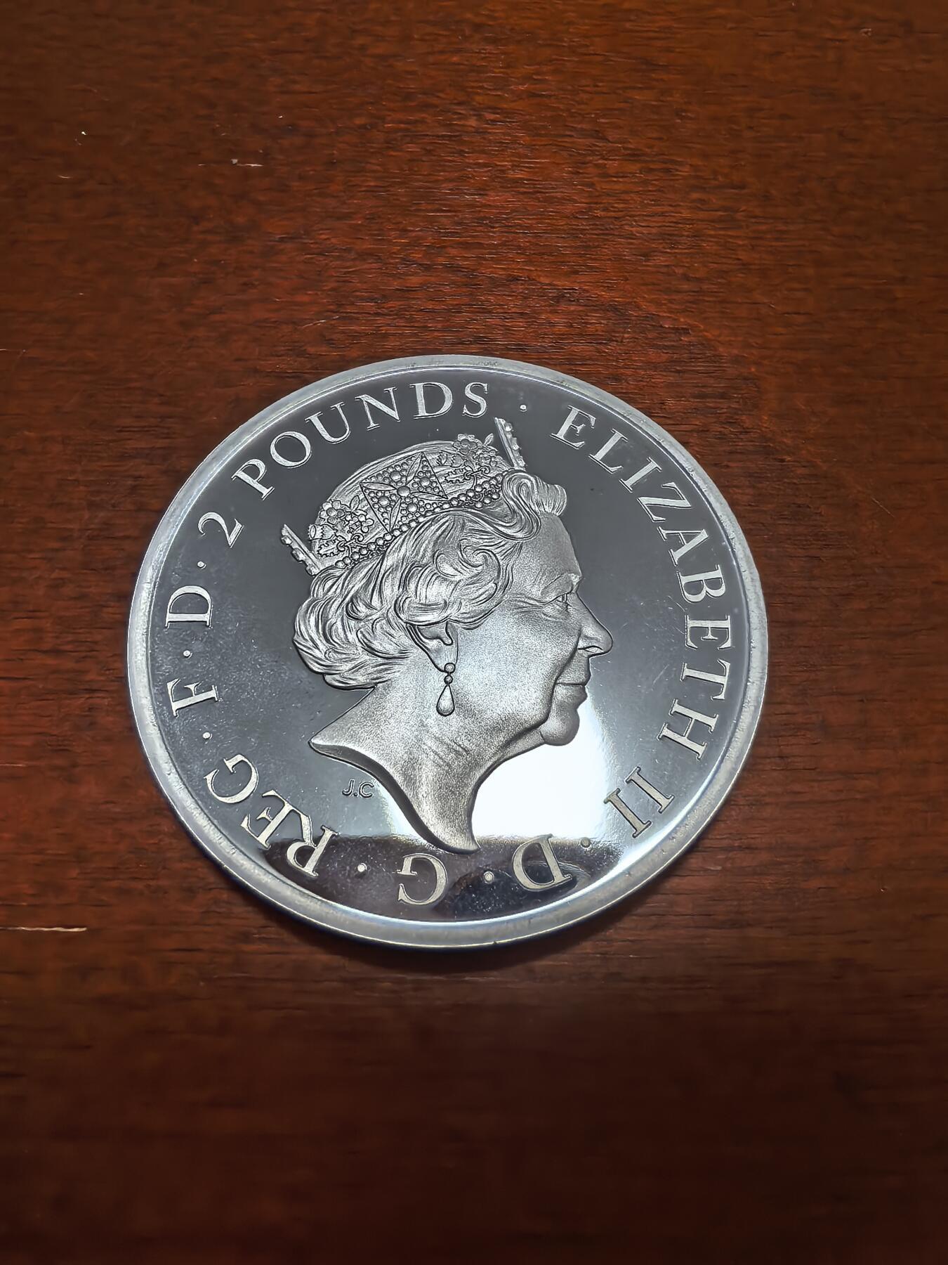 长老汇蛇年精选第六十七场拍卖 2023英国都铎王朝的神兽之博福特的耶鲁精制银币，1盎司999银，盒证全，5000枚