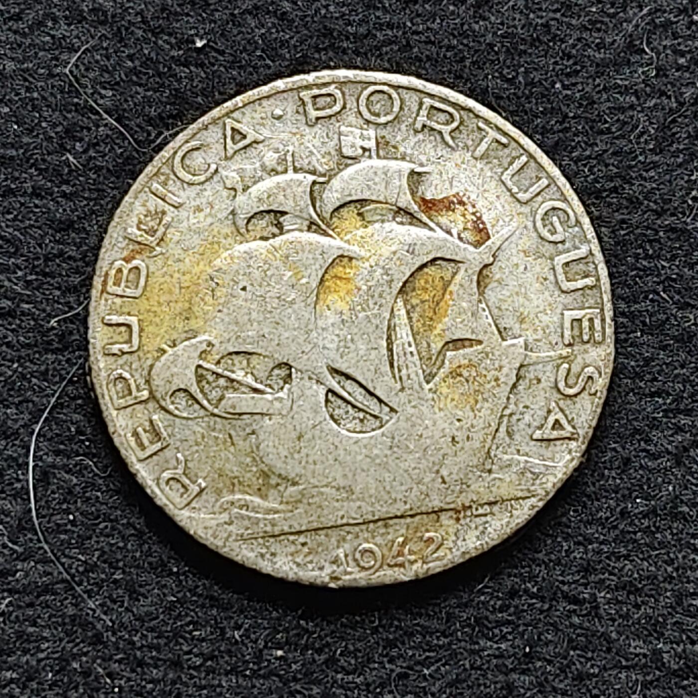 【全场包邮】纯粹捡漏拍472场（免费代拍第9场） 葡萄牙1942年2.5埃斯库多帆船银币