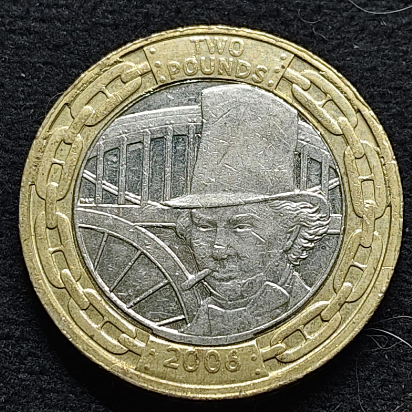 【全场包邮】纯粹捡漏拍472场（免费代拍第9场） 英国2006年2镑工程师布鲁内尔皇家阿尔伯特大桥双色纪念币