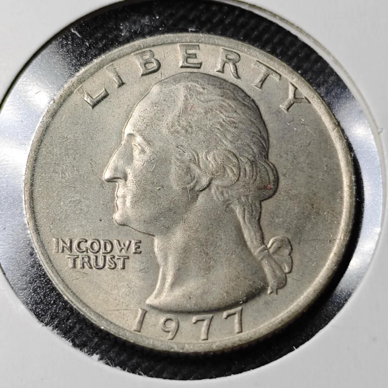 KK钱币收藏小铺  第358场  2月预留时间 周末发货  1977美国25分好品