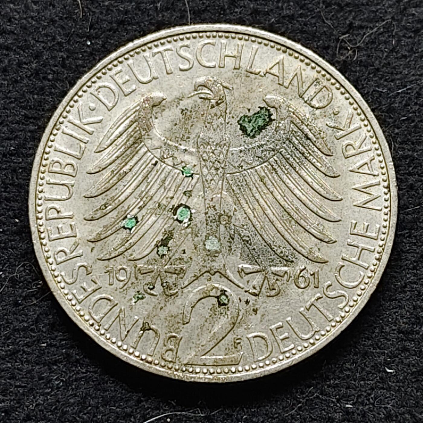 【全场包邮】纯粹捡漏拍472场（免费代拍第9场） 德国联邦德国1961年马克斯·普朗克2马克