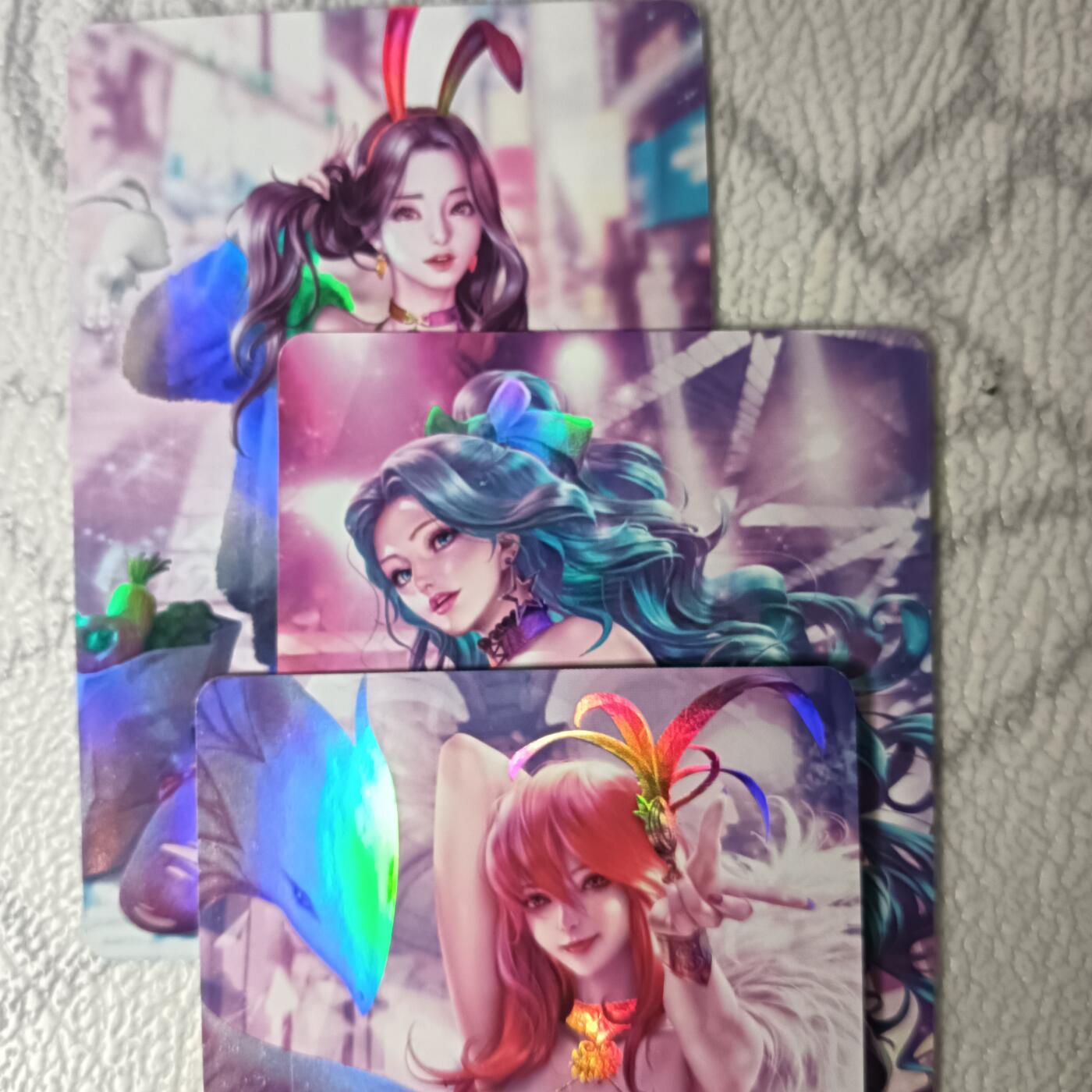 花开卡拍第44期（10月26号周日截拍，品控勿拍!!!拍品不寄存，运费5元，自制卡难免瑕疵，可能存在轻微撞角爆边等出厂瑕疵，品控介意勿拍！） ACG美少女 3张 彩闪