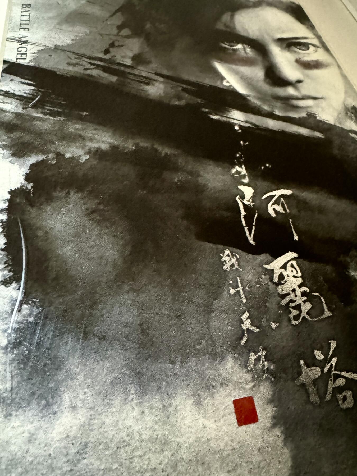 零元拍：《阿丽塔：战斗天使》水墨风格艺术海报，艺术微喷制作，配以精美装裱(因出展相框会有磕碰和裂痕，介意勿拍)，相框尺寸：422X562MM。