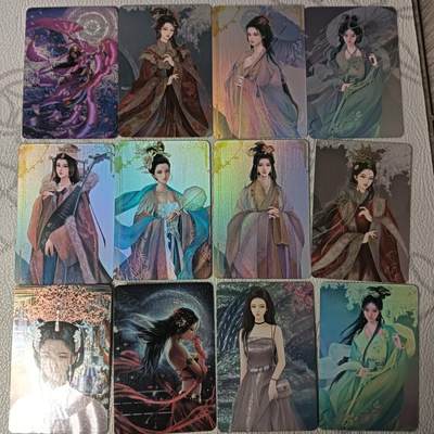 花开卡拍第44期（10月26号周日截拍，品控勿拍!!!拍品不寄存，运费5元，自制卡难免瑕疵，可能存在轻微撞角爆边等出厂瑕疵，品控介意勿拍！） - 宁缺卡牌  古风人物卡 12张  粗闪和粗彩闪