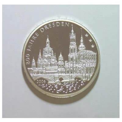 德国2006年 德累斯顿大教堂+州徽+鹰徽高浮雕精制镀银章 36MM - 德国2006年 德累斯顿大教堂+州徽+鹰徽高浮雕精制镀银章 36MM