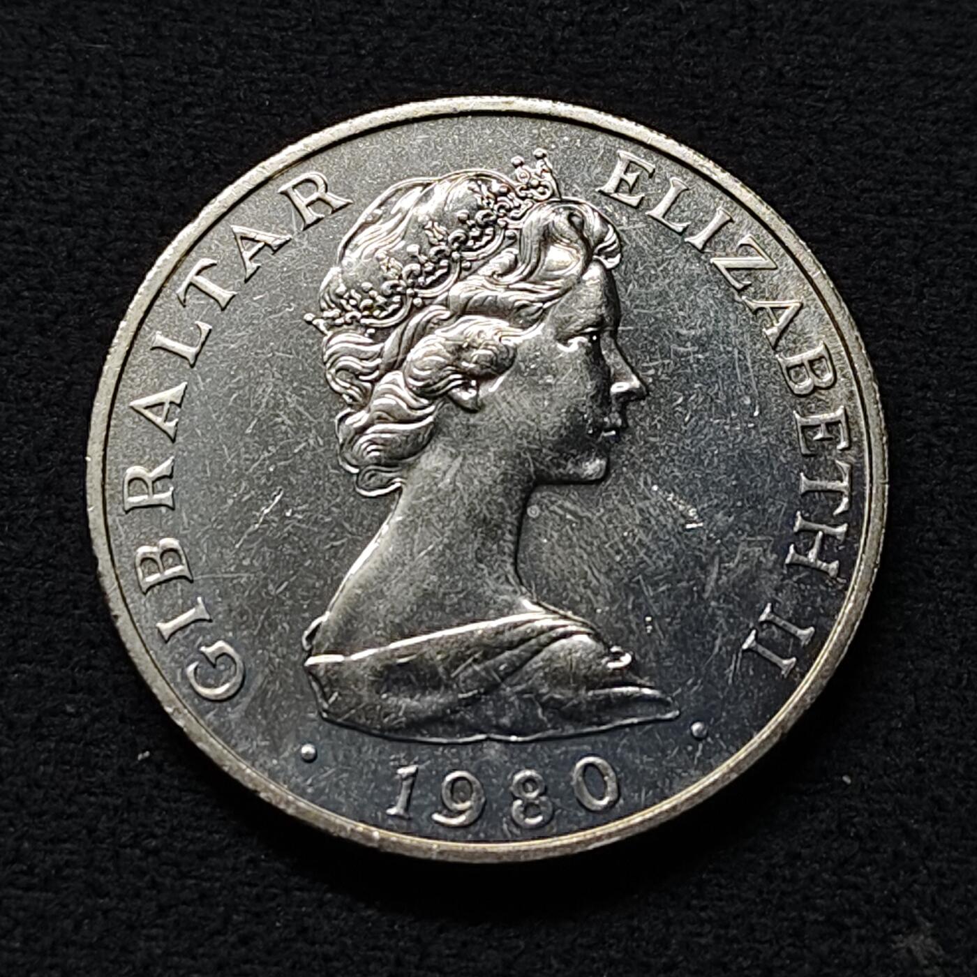 【全场包邮】纯粹捡漏拍472场（免费代拍第9场） 直布罗陀1980年1克朗纳尔逊克朗型纪念币