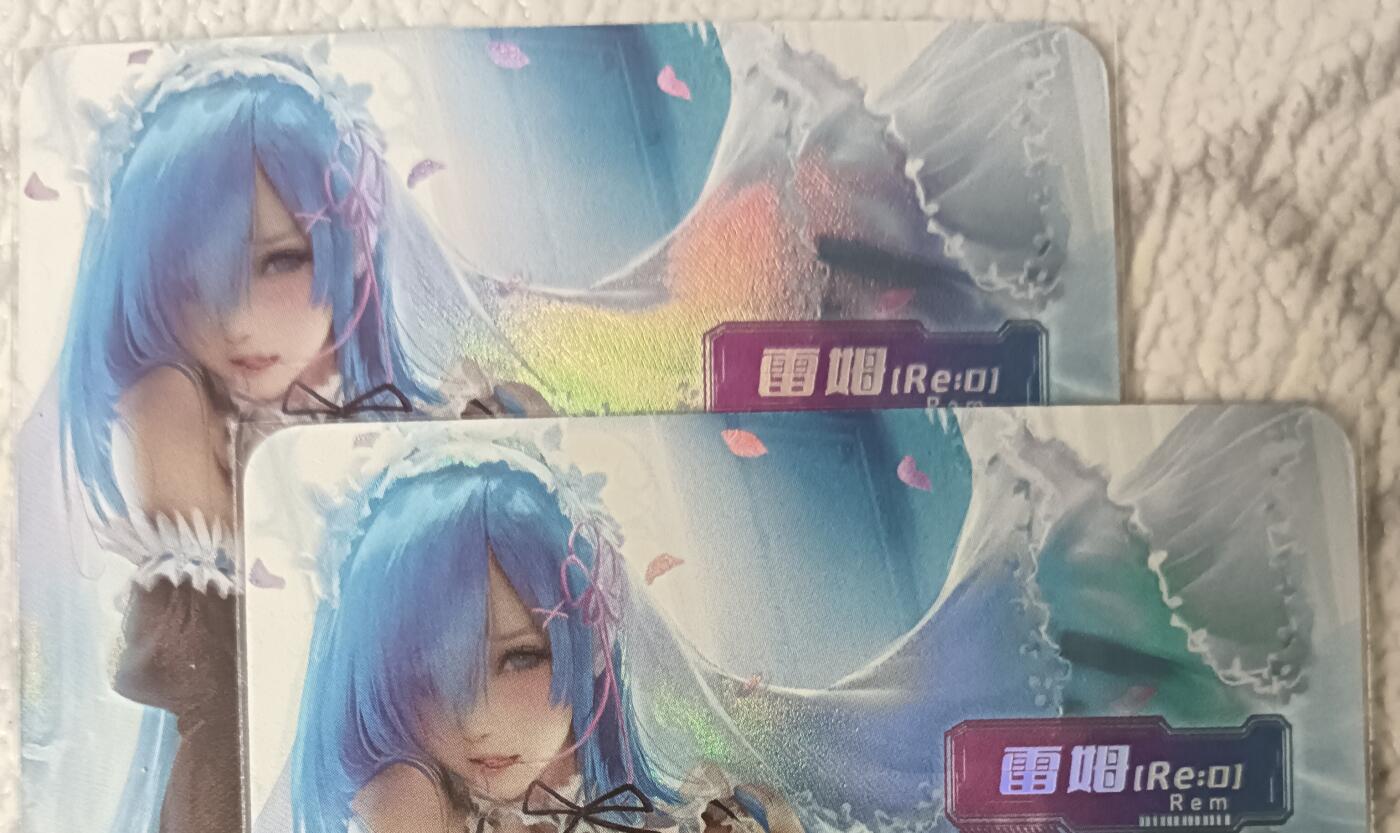 花开卡拍第44期（10月26号周日截拍，品控勿拍!!!拍品不寄存，运费5元，自制卡难免瑕疵，可能存在轻微撞角爆边等出厂瑕疵，品控介意勿拍！） 冰狗卡牌 雷姆 艺术 2张彩闪