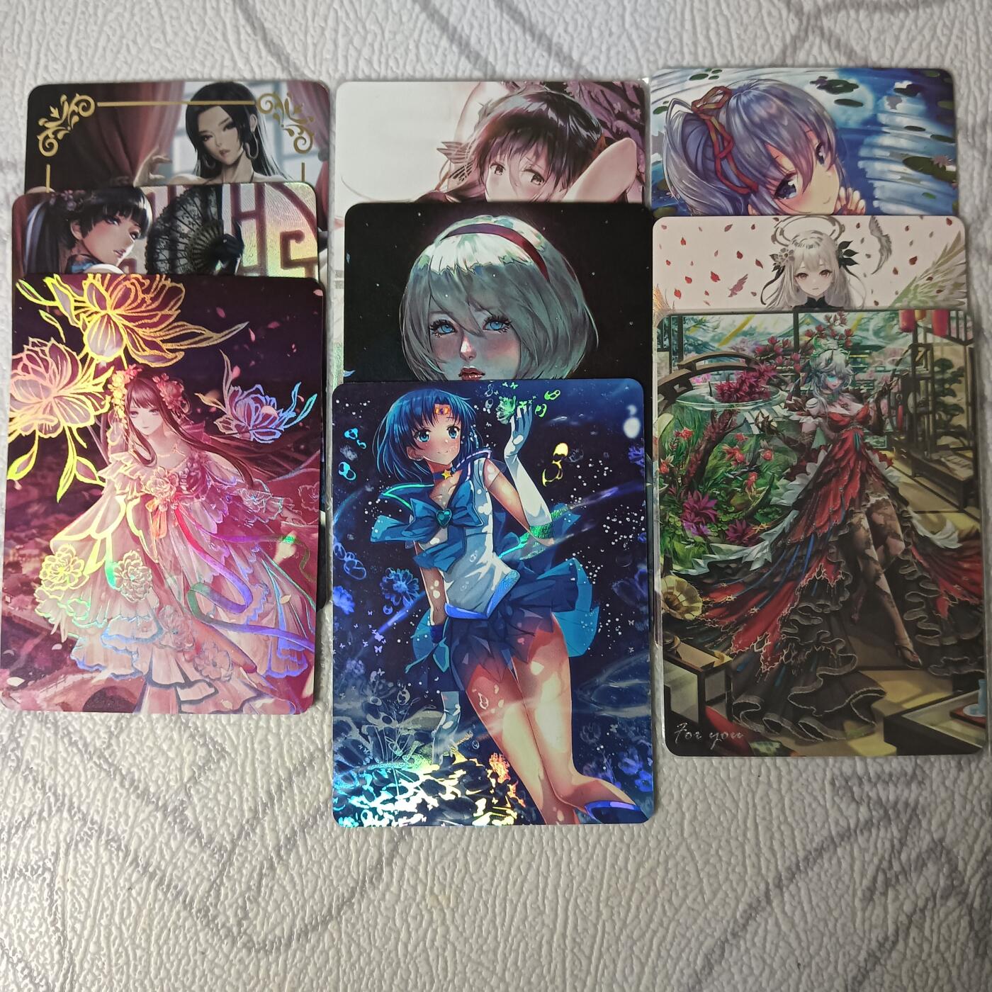 花开卡拍第44期（10月26号周日截拍，品控勿拍!!!拍品不寄存，运费5元，自制卡难免瑕疵，可能存在轻微撞角爆边等出厂瑕疵，品控介意勿拍！） 各家大卡散卡 9张彩闪，有一张轻微撞角