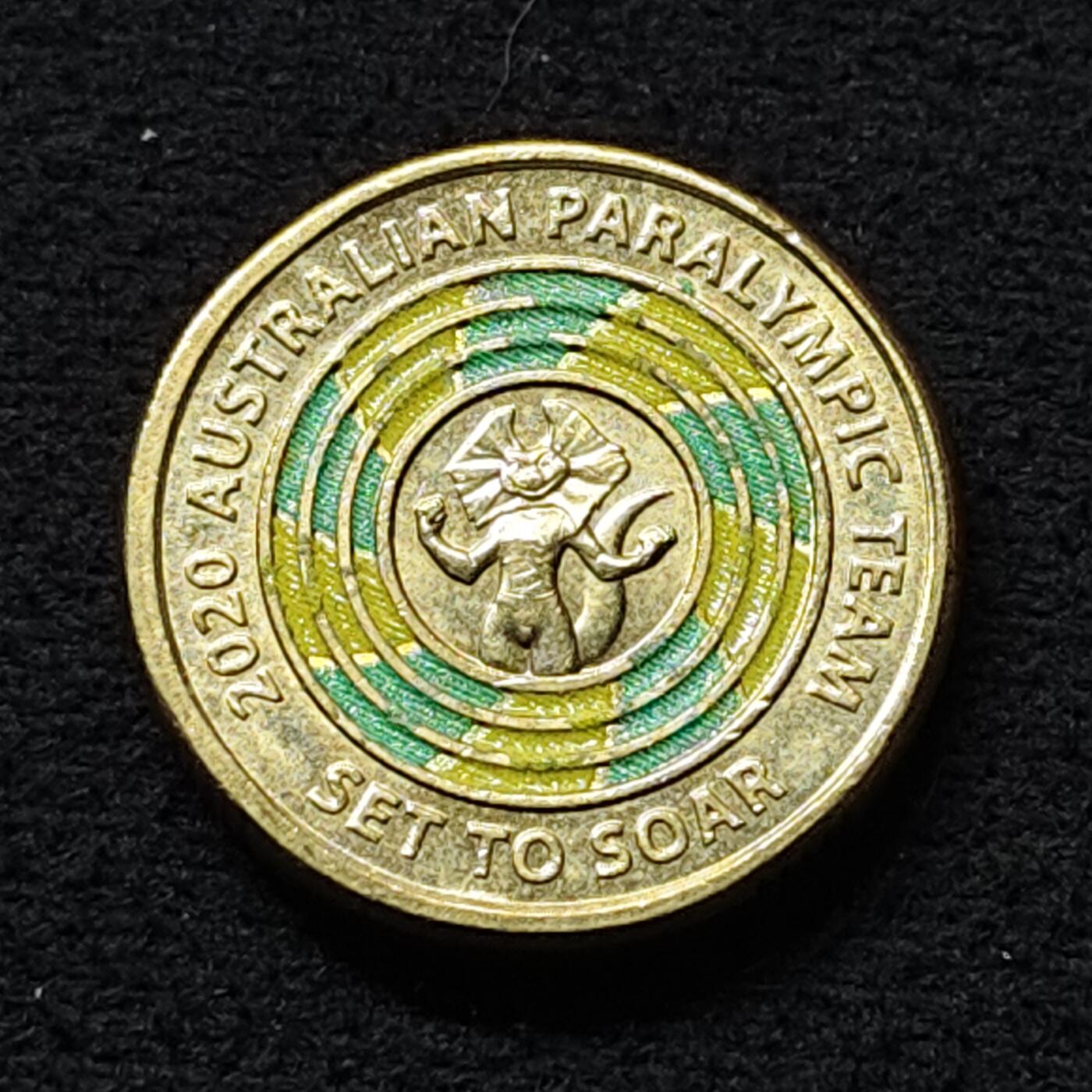 【全场包邮】纯粹捡漏拍472场（免费代拍第9场） 澳大利亚2020年2元东京奥运会蜥蜴里兹（2000年悉尼残奥会吉祥物）彩色纪念币