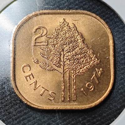 KK钱币收藏小铺  第358场  2月预留时间 周末发货 -  斯威士兰2分铜币 好品