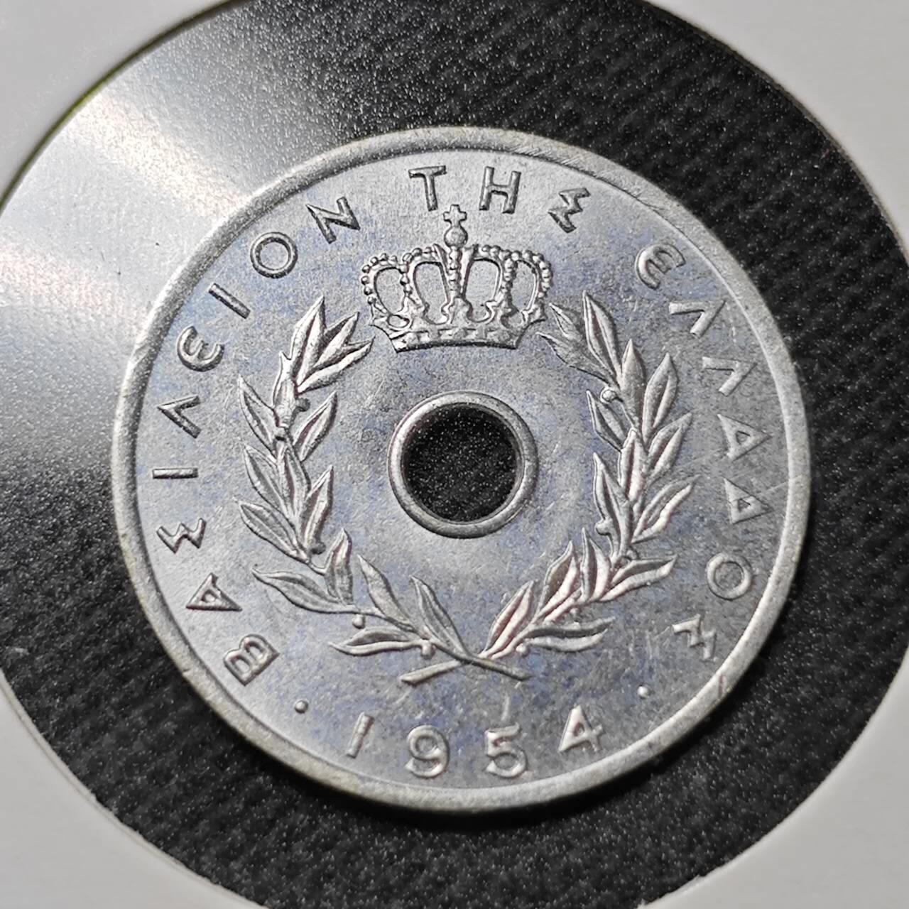 KK钱币收藏小铺  第359场  2月预留时间 周末发货  1954希腊5雷普塔