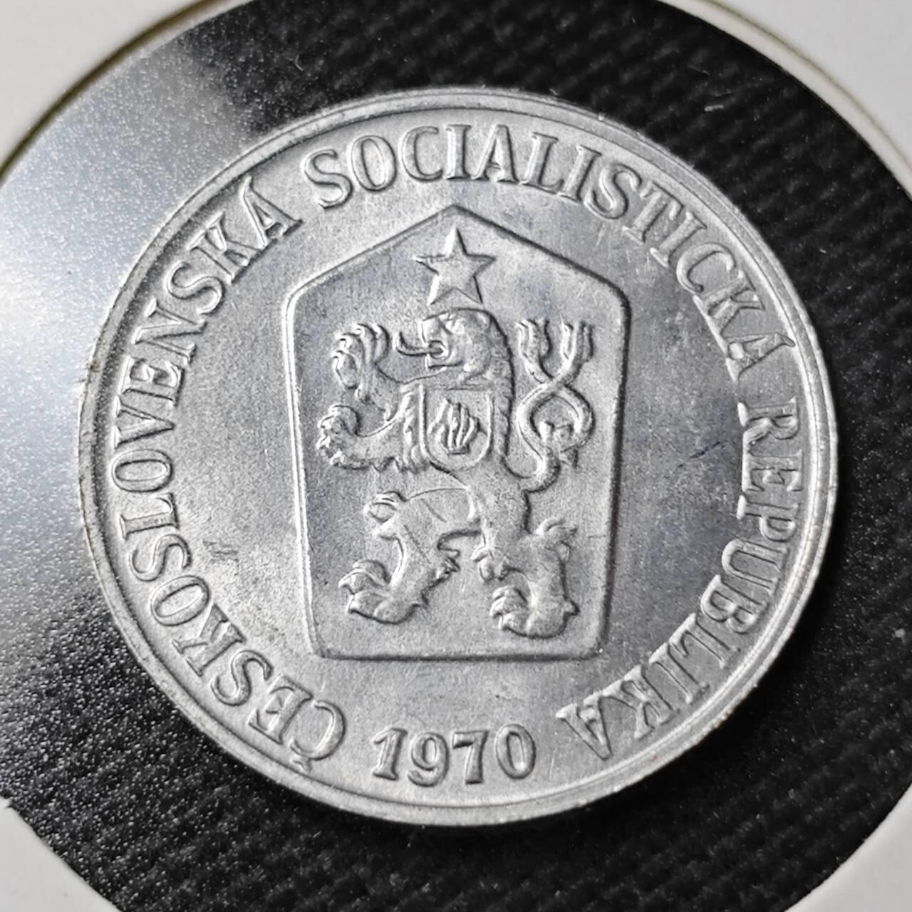 KK钱币收藏小铺  第358场  2月预留时间 周末发货  1970捷克斯洛伐克5赫勒 好品