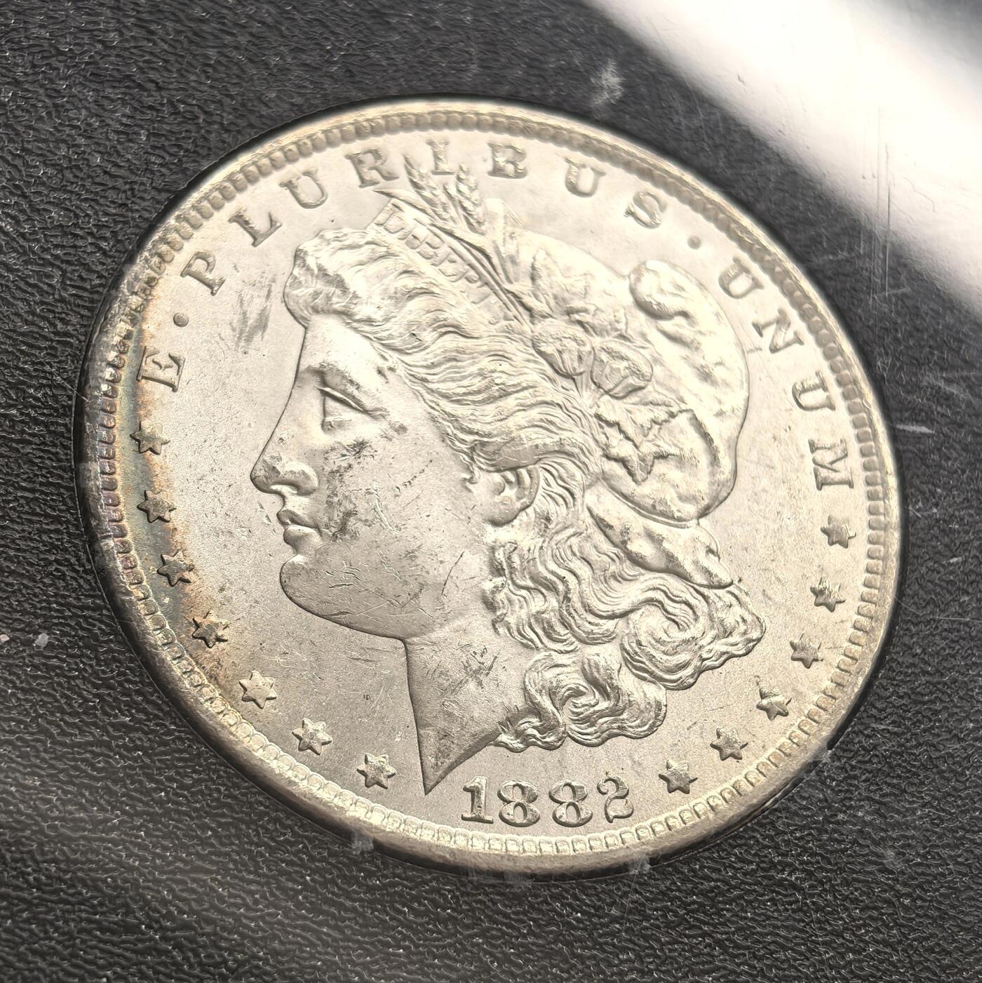 博洋堂世界钱币拍卖第144期（全场包邮） NGC MS64 美国1882 CC摩根 GSA大封装 卡森厂高分难得 人像面月牙形五彩包浆