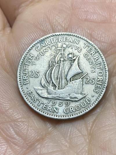 2025年第一百一十七场(总第一百四十三场）外国好品散币(免佣金) - 英属加勒比领地1959年25分(伊丽莎白二世青年带冠)
