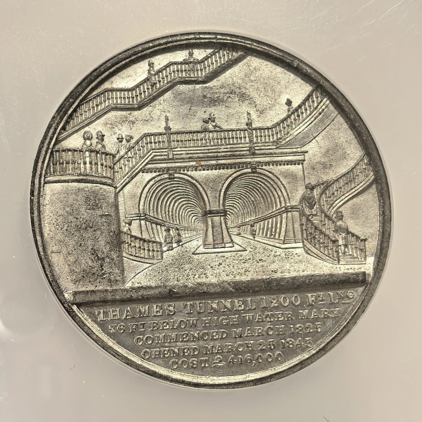 博洋堂世界钱币拍卖第144期（全场包邮） NGC AU58 英国1843年泰晤士隧道开通纪念章