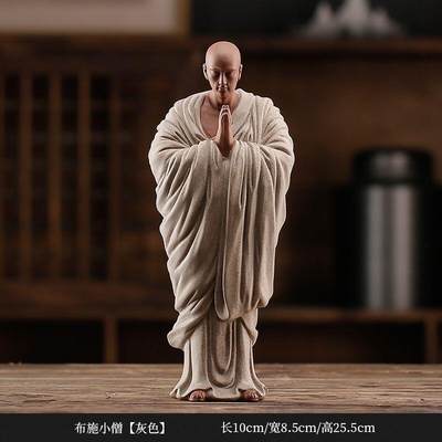 听雨轩（八） - 禅意紫砂灰色布施小僧摆件 7
