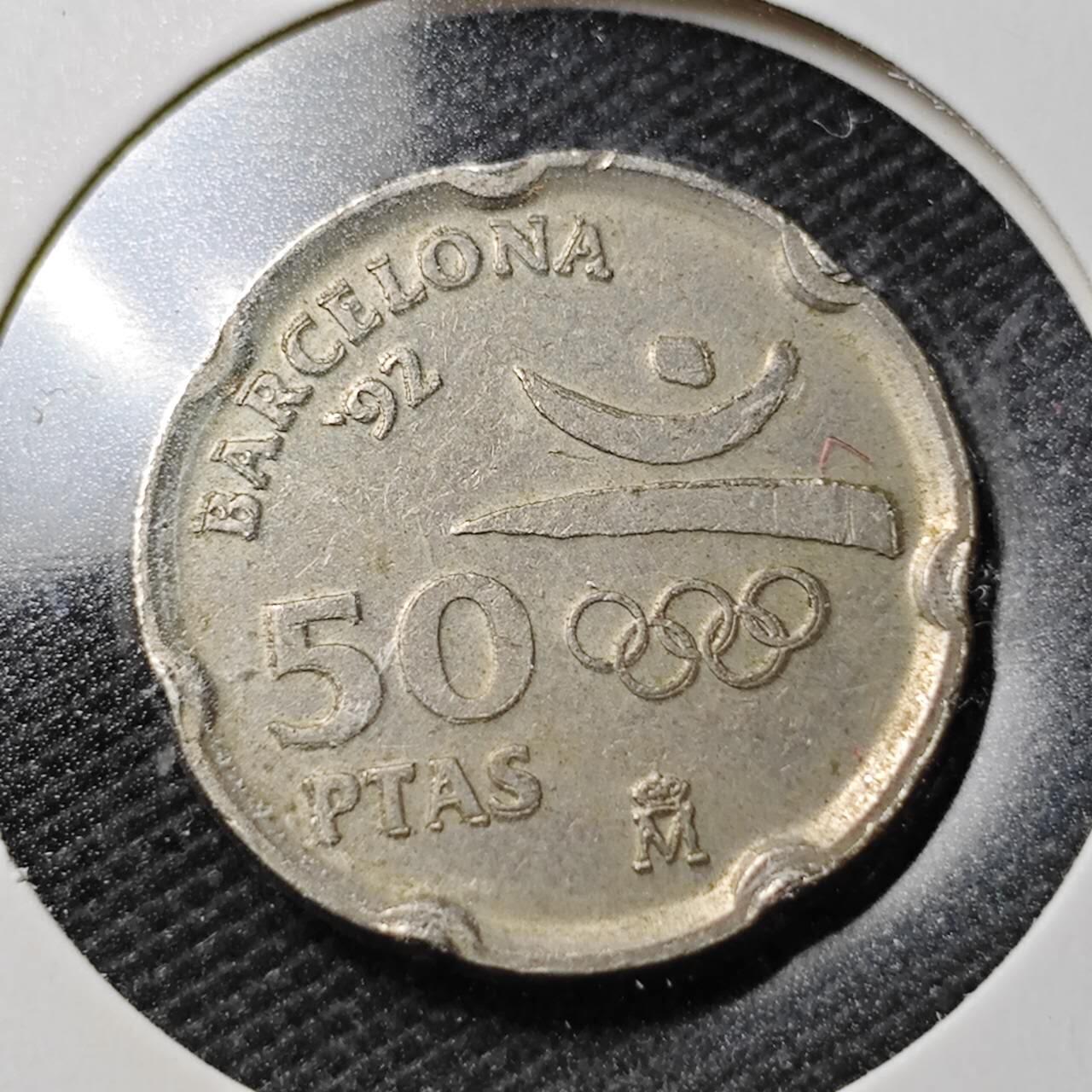 KK钱币收藏小铺  第358场  2月预留时间 周末发货  西班牙50比塞塔纪念币