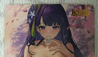 花开卡拍第44期（10月26号周日截拍，品控勿拍!!!拍品不寄存，运费5元，自制卡难免瑕疵，可能存在轻微撞角爆边等出厂瑕疵，品控介意勿拍！） - 原神卡牌 雷电将军 出浴薄纱 彩闪