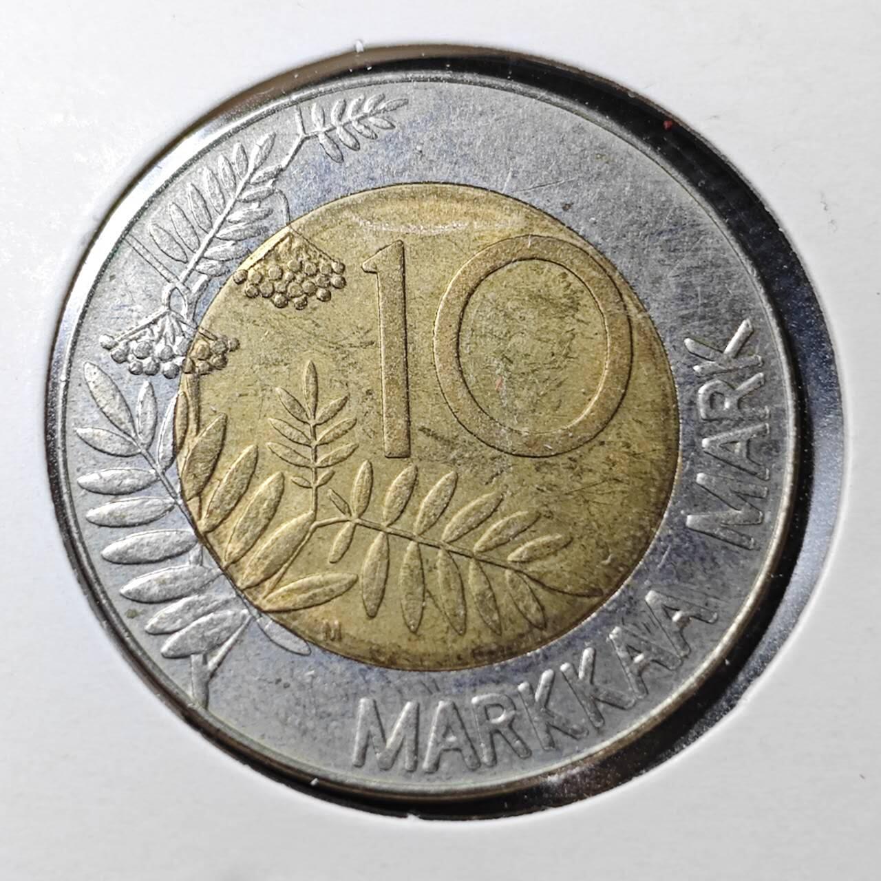 KK钱币收藏小铺  第358场  2月预留时间 周末发货  芬兰10芬尼 双色币