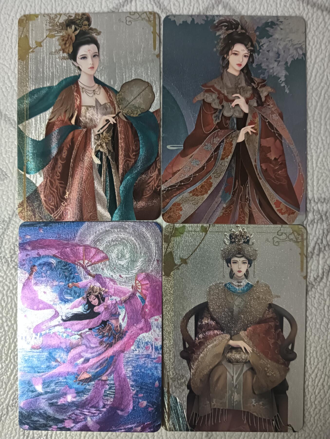 花开卡拍第44期（10月26号周日截拍，品控勿拍!!!拍品不寄存，运费5元，自制卡难免瑕疵，可能存在轻微撞角爆边等出厂瑕疵，品控介意勿拍！） 宁缺卡牌  古风人物卡 4张  粗闪